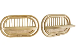 Outlet Miliboo Set de 2 estanterías de pared de ratán y caña 45 cm SYBILLE
