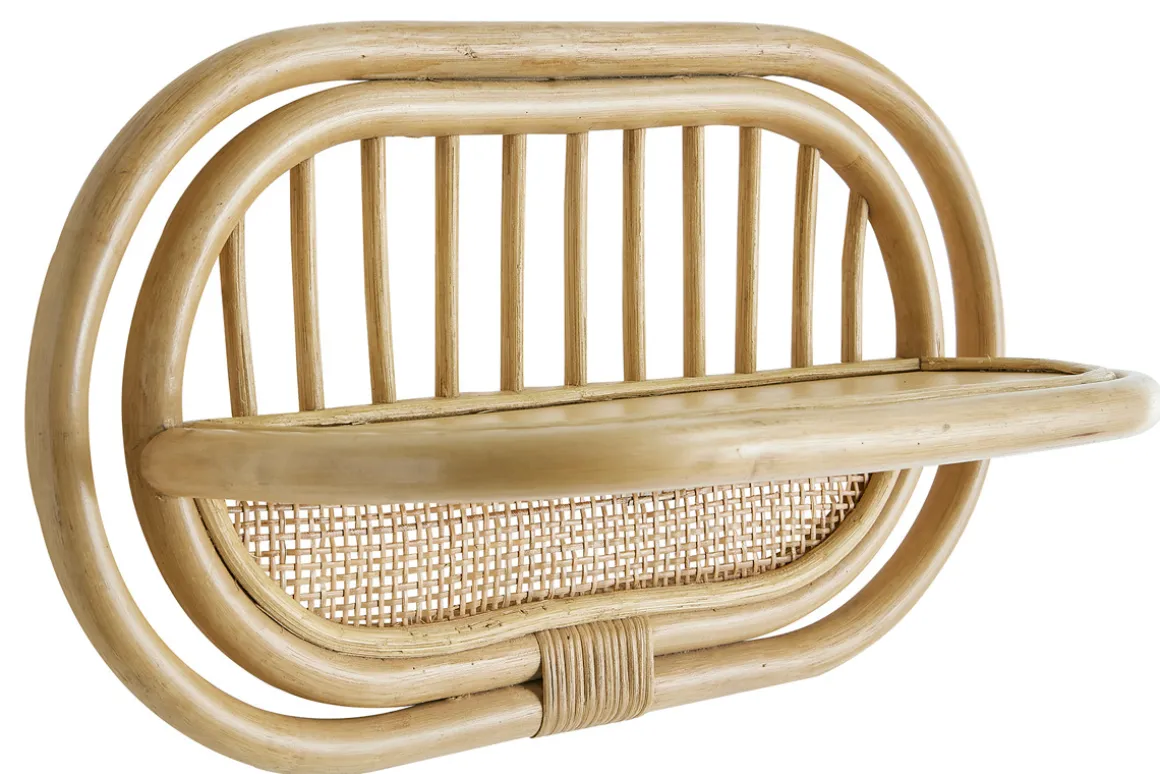 Outlet Miliboo Set de 2 estanterías de pared de ratán y caña 45 cm SYBILLE