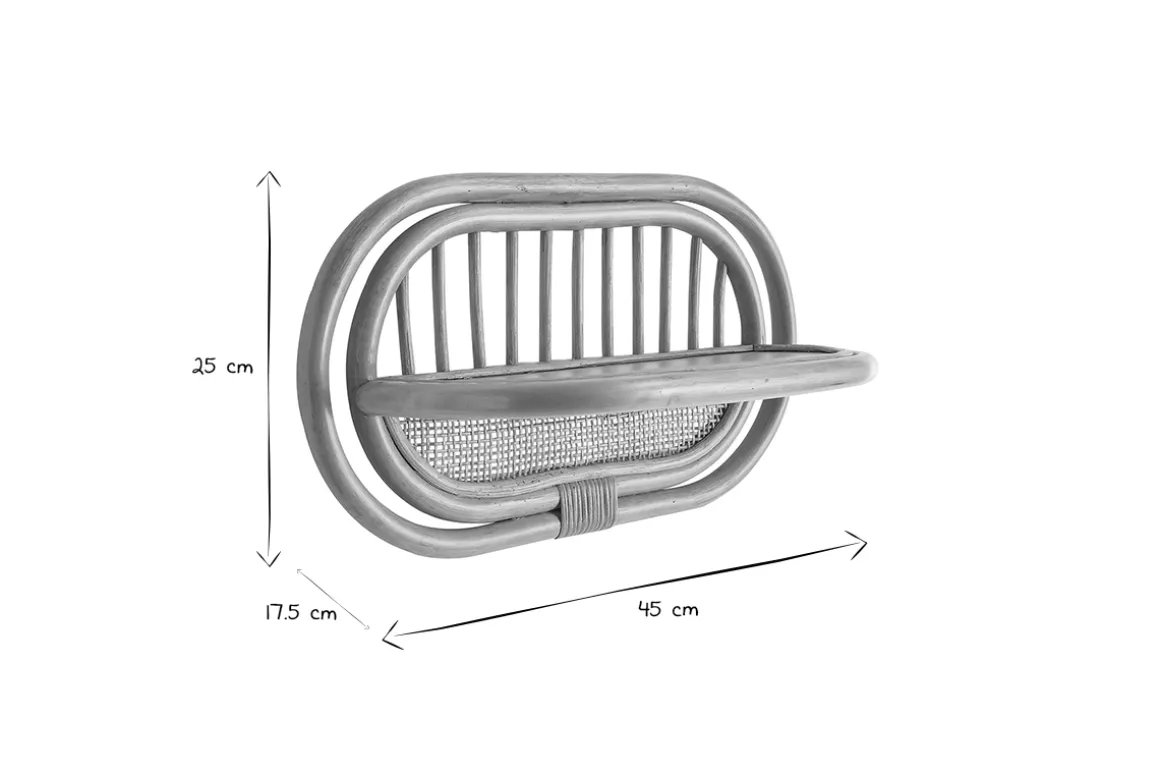Outlet Miliboo Set de 2 estanterías de pared de ratán y caña 45 cm SYBILLE