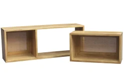 Flash Sale Miliboo Set de 2 estanterías de pared con compartimentos de madera maciza de mango y caña de ratán 80 cm ACANGE