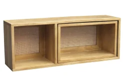 Flash Sale Miliboo Set de 2 estanterías de pared con compartimentos de madera maciza de mango y caña de ratán 80 cm ACANGE