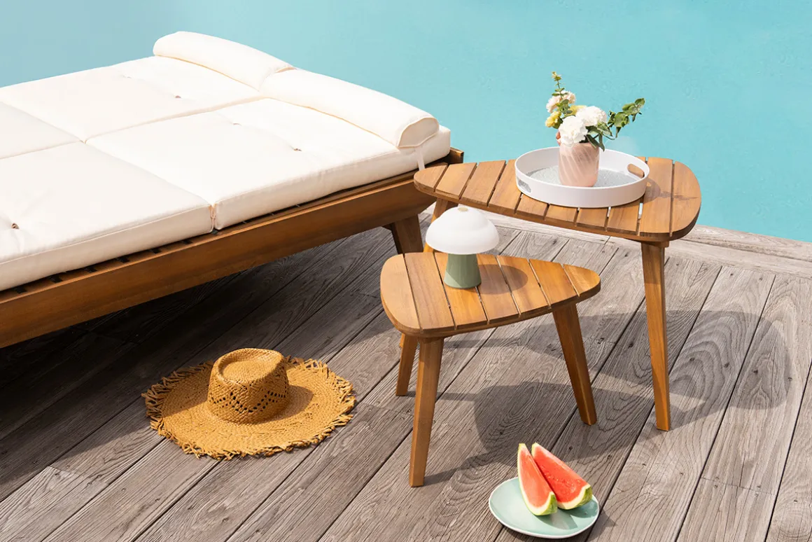 Best Sale Miliboo Set de 2 mesas de centro de madera maciza ELQUI