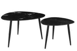 Best Sale Miliboo Set de 2 mesas de centro ovaladas de mármol negro y metal PLATZ