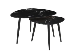 Best Sale Miliboo Set de 2 mesas de centro ovaladas de mármol negro y metal PLATZ
