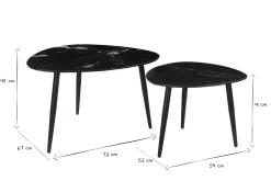 Best Sale Miliboo Set de 2 mesas de centro ovaladas de mármol negro y metal PLATZ