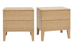 Best Sale Miliboo Set de 2 mesillas de noche nórdicas con almacenaje y 2 cajones de madera de roble claro 50 cm FREDDY