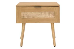 Clearance Miliboo Set de 2 mesillas de noche de madera clara, ratán y metal negro 50 cm MANILLE