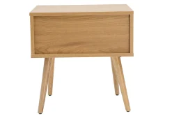 Clearance Miliboo Set de 2 mesillas de noche de madera clara, ratán y metal negro 50 cm MANILLE
