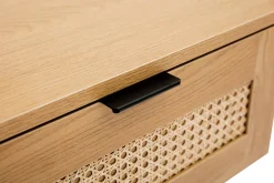 Clearance Miliboo Set de 2 mesillas de noche de madera clara, ratán y metal negro 50 cm MANILLE