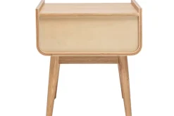 Discount Miliboo Set de 2 mesillas de noche con cajón de madera maciza clara y caña de ratán 50 cm ATHÈNE