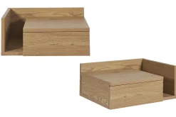 Fashion Miliboo Set de 2 mesillas de noche de pared con acabado roble claro con cajón 40 cm NASTY
