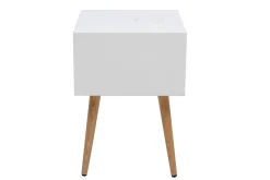 Store Miliboo Set de 2 mesillas de noche multimedia de madera clara maciza y blanco mate 40 cm PAVAN