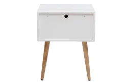 Store Miliboo Set de 2 mesillas de noche multimedia de madera clara maciza y blanco mate 40 cm PAVAN