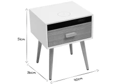 Store Miliboo Set de 2 mesillas de noche multimedia de madera clara maciza y blanco mate 40 cm PAVAN