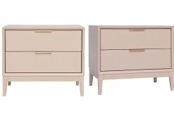 Best Sale Miliboo Set de 2 mesillas de noche rosa y metal dorado con almacenaje 60 cm GIANA