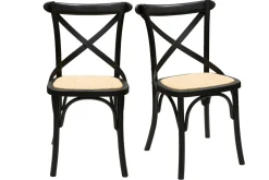 Flash Sale Miliboo Set de 2 sillas bistrot de madera negra y ratán MARCEL