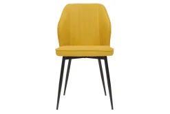 Shop Miliboo Set de 2 sillas de diseño de tejido efecto aterciopelado amarillo mostaza con patas de metal negro FANETTE