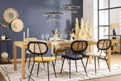 Shop Miliboo Set de 2 sillas de diseño de terciopelo bronce, metal negro y rejilla de ratán natural TOLMA