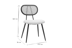 Best Sale Miliboo Set de 2 sillas de diseño de borreguillo blanco roto, metal negro y rejilla de ratán natural TOLMA