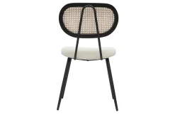 Best Sale Miliboo Set de 2 sillas de diseño de borreguillo blanco roto, metal negro y rejilla de ratán natural TOLMA