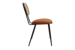 Outlet Miliboo Set de 2 sillas de diseño de terciopelo terracota, metal negro y rejilla de ratán natural TOLMA