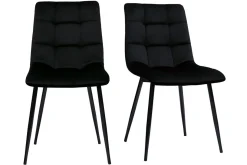 Clearance Miliboo Set de 2 sillas de diseño de terciopelo negro y metal negro MAXWELL