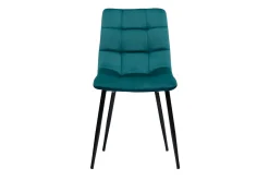 Discount Miliboo Set de 2 sillas de diseño de terciopelo azul petróleo y metal negro MAXWELL