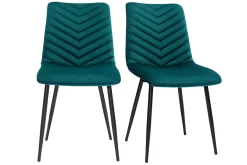 Best Sale Miliboo Set de 2 sillas de diseño de terciopelo azul petróleo y metal negro PUMPKIN