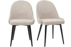 Clearance Miliboo Set de 2 sillas de diseño de tela efecto aterciopelado beige y metal negro REEZ