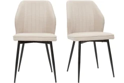 Best Miliboo Set de 2 sillas de diseño de tejido efecto aterciopelado beige y metal negro FANETTE