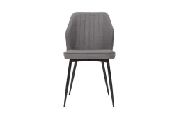 Discount Miliboo Set de 2 sillas de diseño de tejido efecto aterciopelado gris y metal negro FANETTE