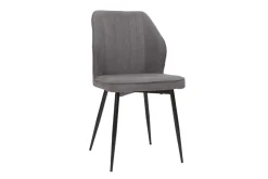 Discount Miliboo Set de 2 sillas de diseño de tejido efecto aterciopelado gris y metal negro FANETTE