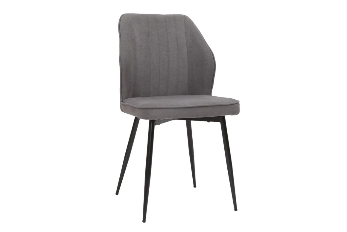 Discount Miliboo Set de 2 sillas de diseño de tejido efecto aterciopelado gris y metal negro FANETTE