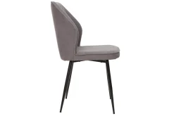 Discount Miliboo Set de 2 sillas de diseño de tejido efecto aterciopelado gris y metal negro FANETTE