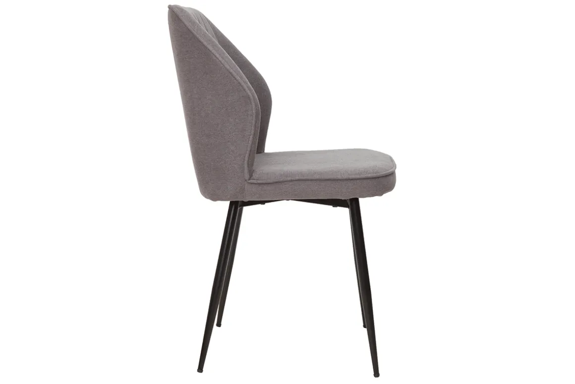 Discount Miliboo Set de 2 sillas de diseño de tejido efecto aterciopelado gris y metal negro FANETTE