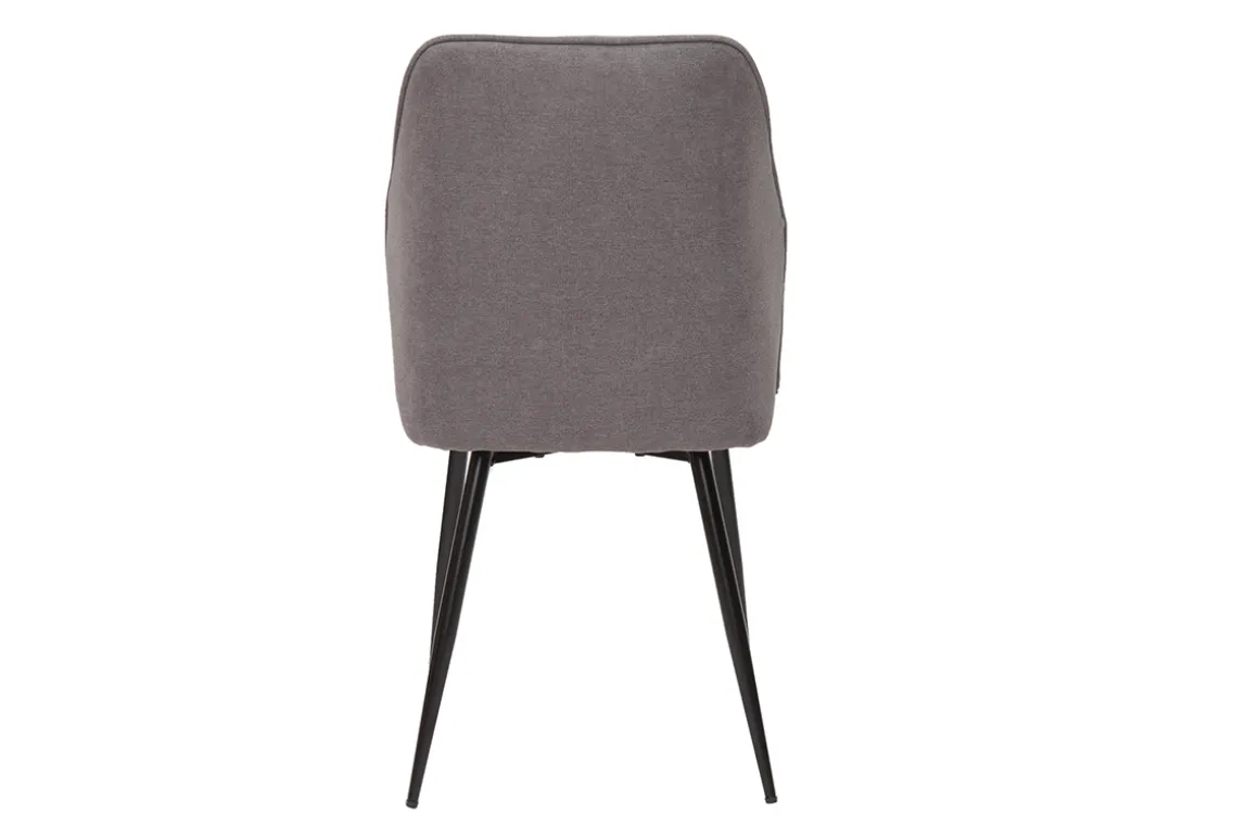 Discount Miliboo Set de 2 sillas de diseño de tejido efecto aterciopelado gris y metal negro FANETTE