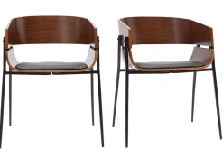 Store Miliboo Set de 2 sillas de diseño de madera oscura y metal negro WESS