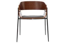 Store Miliboo Set de 2 sillas de diseño de madera oscura y metal negro WESS