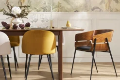 Store Miliboo Set de 2 sillas de diseño de madera oscura y metal negro WESS