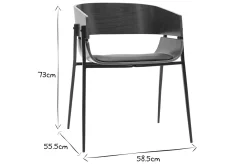 Store Miliboo Set de 2 sillas de diseño de madera oscura y metal negro WESS