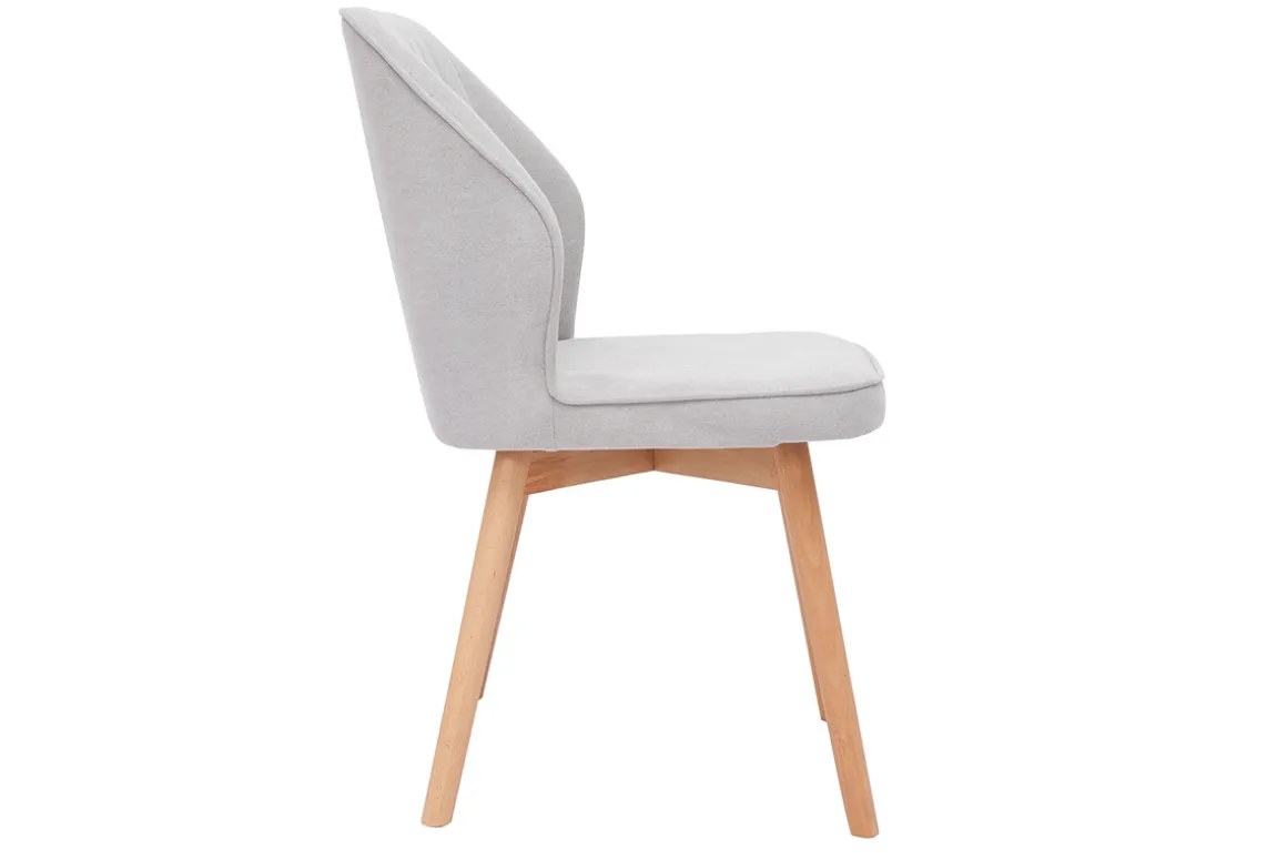Shop Miliboo Set de 2 sillas de diseño de tela efecto aterciopelado gris y madera clara maciza FANETTE