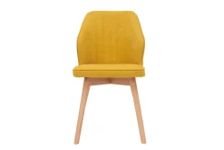 Discount Miliboo Set de 2 sillas de diseño de tela efecto aterciopelado amarillo mostaza con patas de madera clara maciza FANETTE