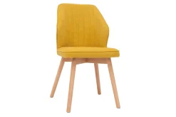 Discount Miliboo Set de 2 sillas de diseño de tela efecto aterciopelado amarillo mostaza con patas de madera clara maciza FANETTE