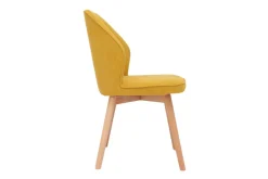 Discount Miliboo Set de 2 sillas de diseño de tela efecto aterciopelado amarillo mostaza con patas de madera clara maciza FANETTE
