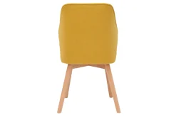 Discount Miliboo Set de 2 sillas de diseño de tela efecto aterciopelado amarillo mostaza con patas de madera clara maciza FANETTE