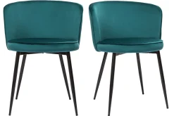 Cheap Miliboo Set de 2 sillas de diseño de terciopelo azul petróleo y metal negro SERIF