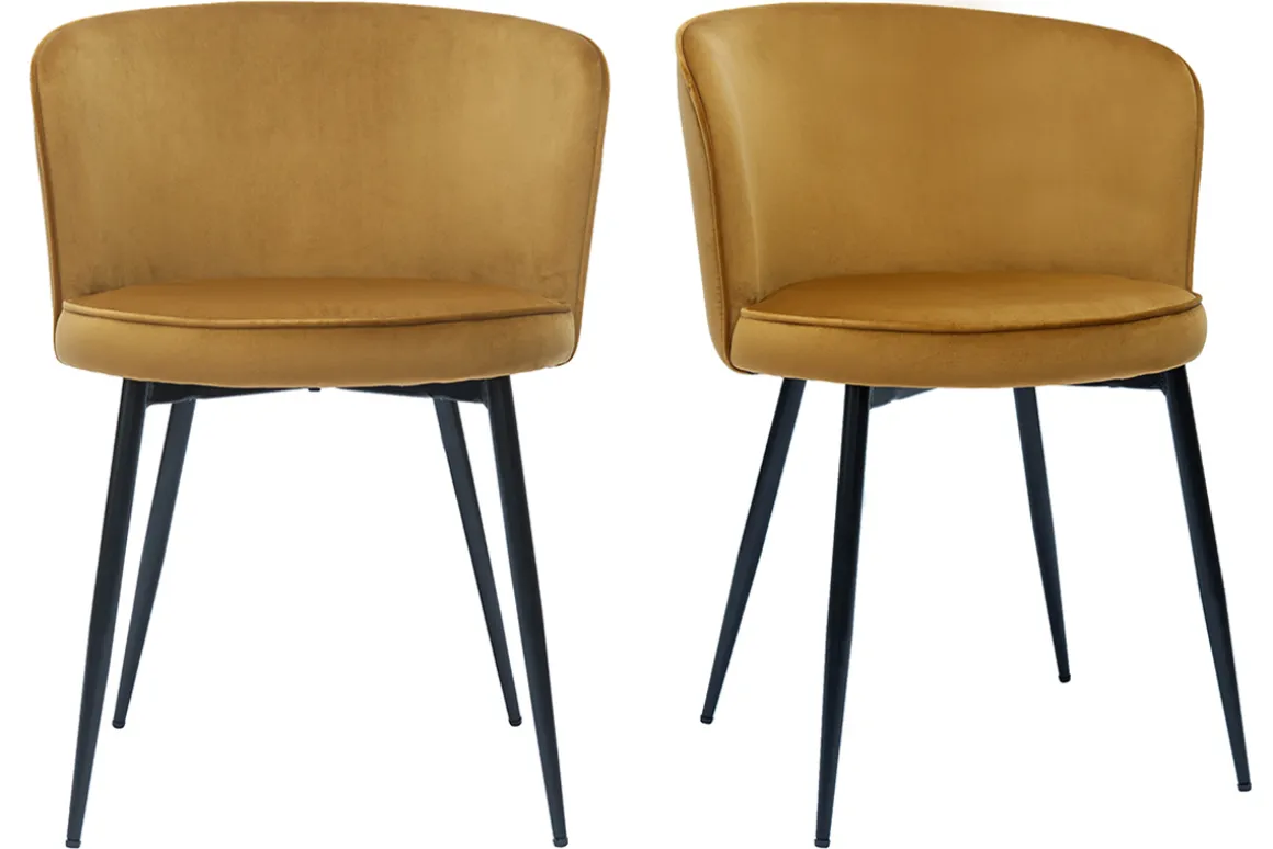 Fashion Miliboo Set de 2 sillas de diseño de terciopelo bronce y metal negro SERIF