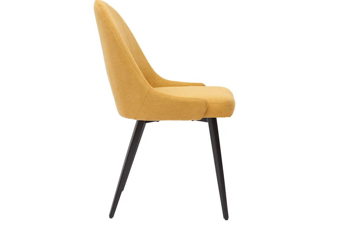 Flash Sale Miliboo Set de 2 sillas de diseño de tela efecto aterciopelado amarillo mostaza y metal negro REEZ