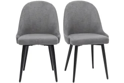 Clearance Miliboo Set de 2 sillas de diseño de tela efecto aterciopelado gris y metal negro REEZ