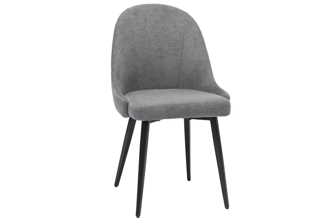Clearance Miliboo Set de 2 sillas de diseño de tela efecto aterciopelado gris y metal negro REEZ